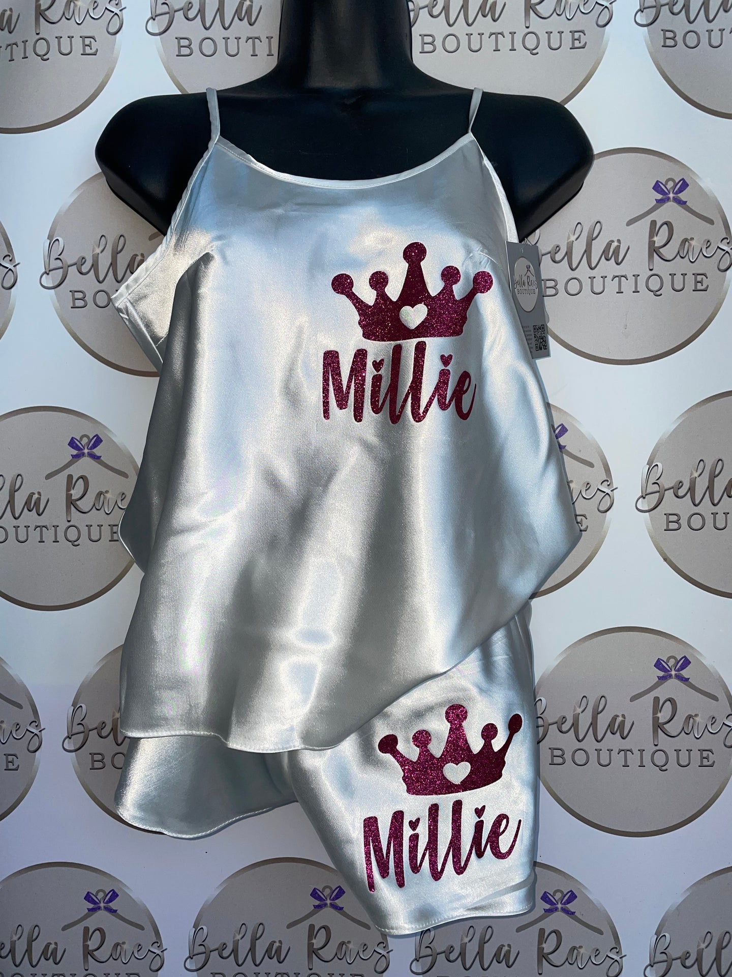 Personalised cami set white