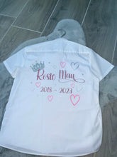 Load image into Gallery viewer, Personalised Leavers shirts hearts crown design