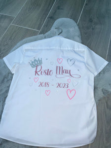 Personalised Leavers shirts hearts crown design
