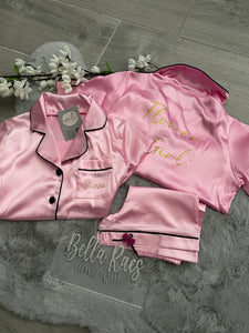 Birthday Personalised Satin Pyjama Shorts Set matching