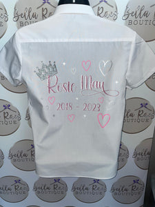 Personalised Leavers shirts hearts crown design