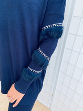 Load image into Gallery viewer, Black Diamanté Fluffy sleeve Loungewear Sets