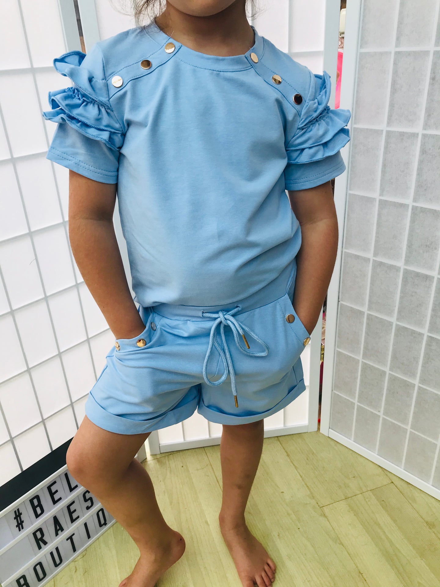 kids girls shorts sets two piece