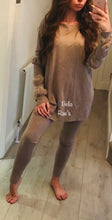Load image into Gallery viewer, Black Diamanté Fluffy sleeve Loungewear Sets