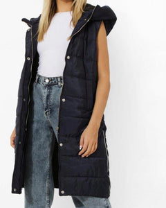 Black Long Padded Gilet