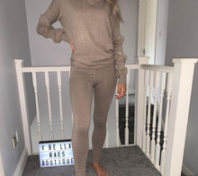 Load image into Gallery viewer, Black Diamanté Fluffy sleeve Loungewear Sets