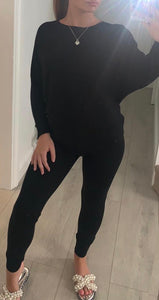 Black knitted loungewear set