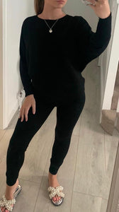 Black knitted loungewear set
