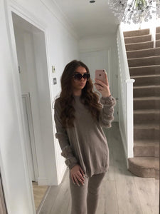 Black Diamanté Fluffy sleeve Loungewear Sets