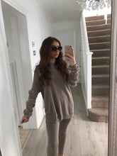 Load image into Gallery viewer, Black Diamanté Fluffy sleeve Loungewear Sets