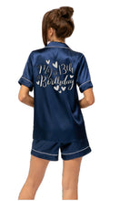 Load image into Gallery viewer, Black Ladies Personalised Satin Pyjama Shorts Set