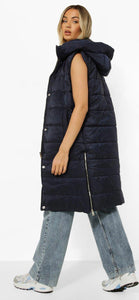 Black Long Padded Gilet