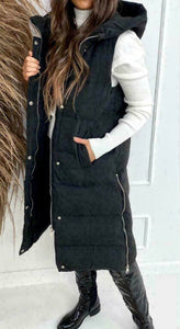 Black Long Padded Gilet