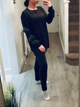Load image into Gallery viewer, Black Diamanté Fluffy sleeve Loungewear Sets