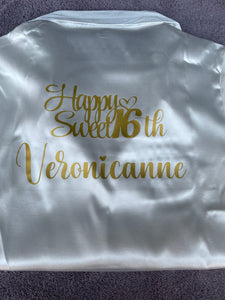 White Satin feather plain or personalised Pyjama Shorts Set