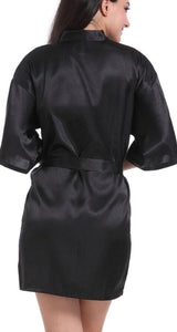 Personalised satin Robe Black