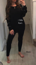 Load image into Gallery viewer, Black Diamanté Fluffy sleeve Loungewear Sets