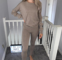 Load image into Gallery viewer, Black Diamanté Fluffy sleeve Loungewear Sets