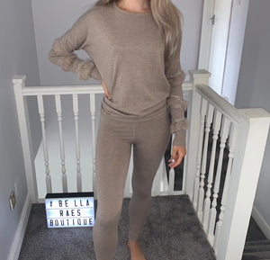Black Diamanté Fluffy sleeve Loungewear Sets