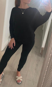 Black knitted loungewear set