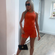 Load image into Gallery viewer, Orange Gold button Pattern shorts sets