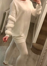 Load image into Gallery viewer, Black Diamanté Fluffy sleeve Loungewear Sets