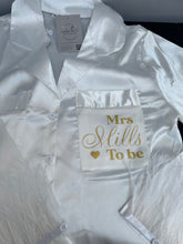 Load image into Gallery viewer, White Satin feather plain or personalised Pyjama Shorts Set