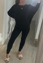 Load image into Gallery viewer, Black knitted loungewear set